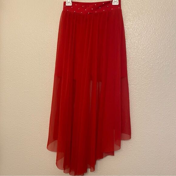 Kelle dance costume solo costume 2 piece red skirt lace crop top LC child Teen - Picture 4 of 16